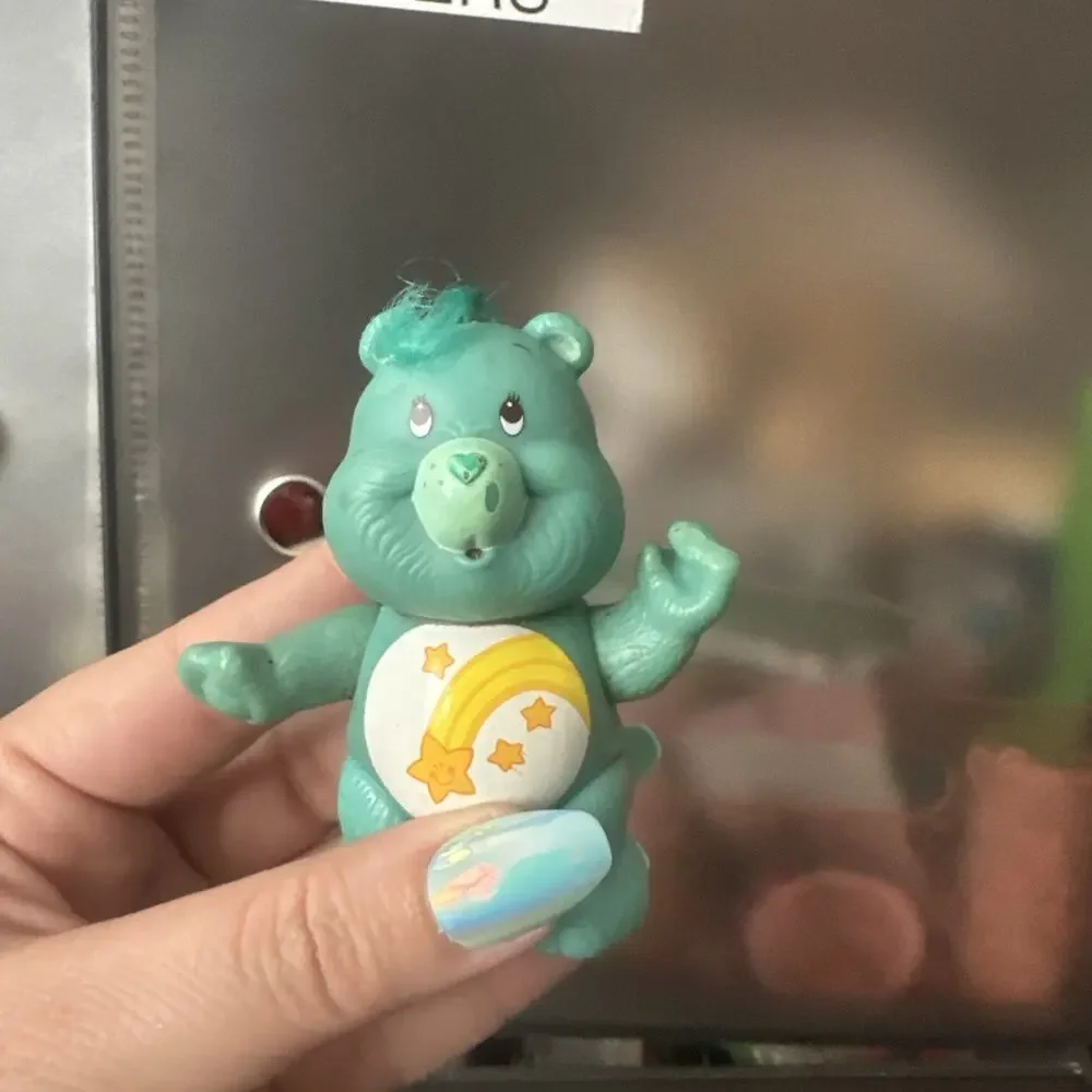 Vintage 1980s Care Bears Wish Bear Poseable Figure Green 3